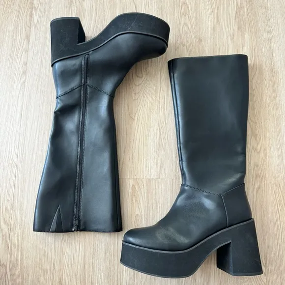 Princess Polly platform moto style vegan leather boots nwot