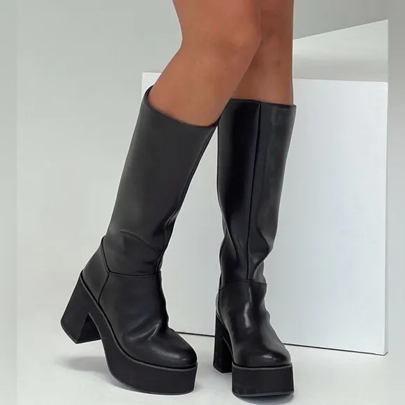 Princess Polly platform moto style vegan leather boots nwot