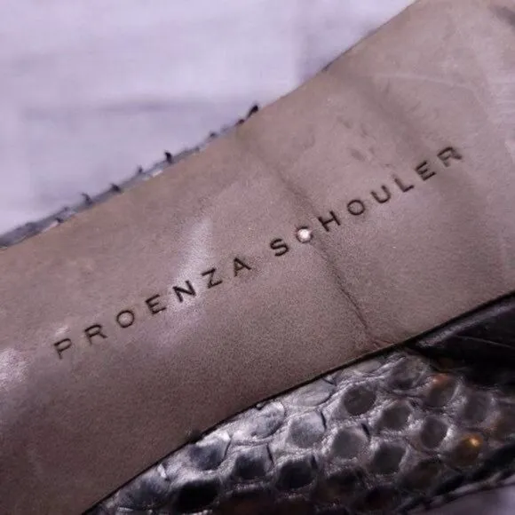 Proenza Schouler Snake Embossed Platform Pump Metallic Gray sz 37 Women's sz 7