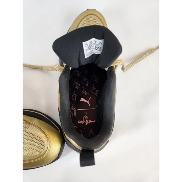 Puma Baby Phat X RsCurve Womens Gold Sparkle Sneakers Casual Shoes 38460601 SZ 7