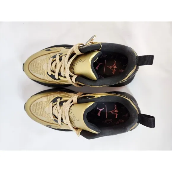 Puma Baby Phat X RsCurve Womens Gold Sparkle Sneakers Casual Shoes 38460601 SZ 7
