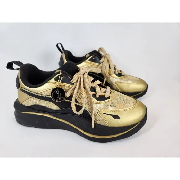 Puma Baby Phat X RsCurve Womens Gold Sparkle Sneakers Casual Shoes 38460601 SZ 7