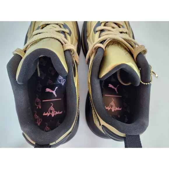 Puma Baby Phat X RsCurve Womens Gold Sparkle Sneakers Casual Shoes 38460601 SZ 7
