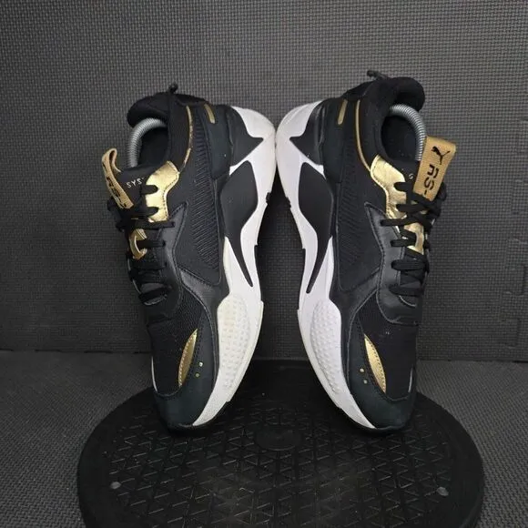 Puma RS-X Trophies Shoes Mens Sz 10 Black Gold White Athletic Trainers Sneakers