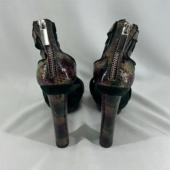 Rachel Zoe Payton Suede and snake Platform Heels