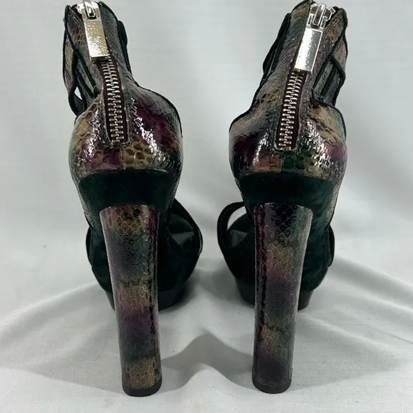 Rachel Zoe Payton Suede and snake Platform Heels