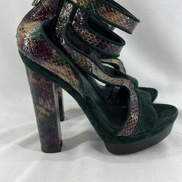 Rachel Zoe Payton Suede and snake Platform Heels