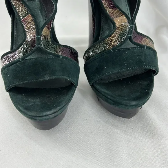 Rachel Zoe Payton Suede and snake Platform Heels