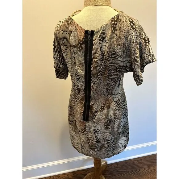 Rag and Bone 100% Silk Dalmeny Feather Print Dress Size 6