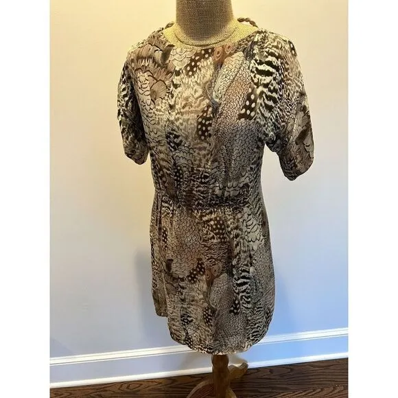 Rag and Bone 100% Silk Dalmeny Feather Print Dress Size 6