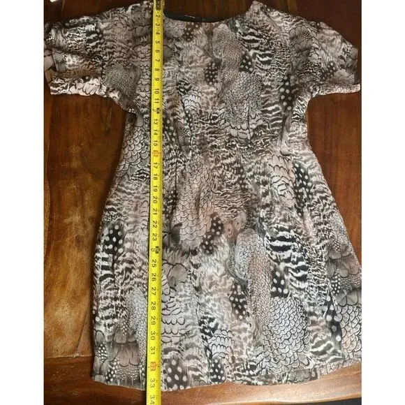Rag and Bone 100% Silk Dalmeny Feather Print Dress Size 6