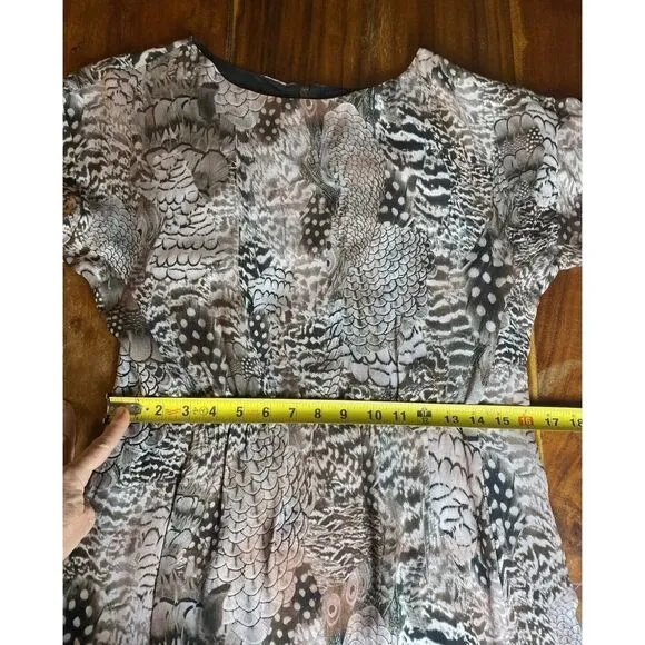 Rag and Bone 100% Silk Dalmeny Feather Print Dress Size 6