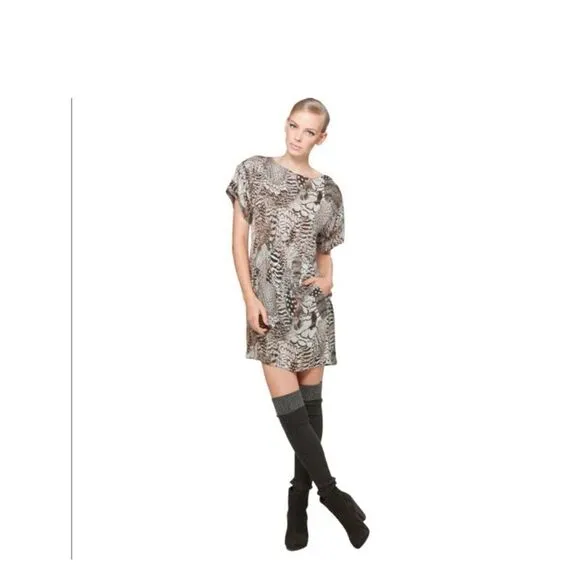 Rag and Bone 100% Silk Dalmeny Feather Print Dress Size 6