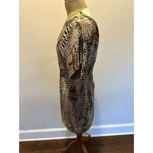 Rag and Bone 100% Silk Dalmeny Feather Print Dress Size 6