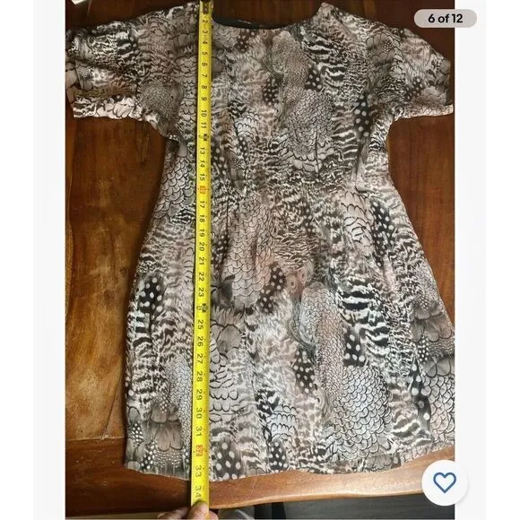 Rag and Bone 100% Silk Dalmeny Feather Print Dress Size 6