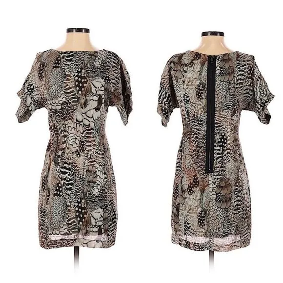 Rag and Bone 100% Silk Dalmeny Feather Print Dress Size 6