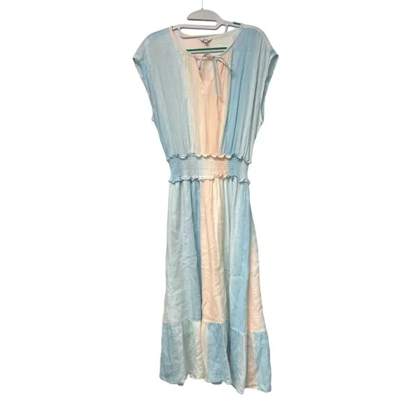 Rails Ashlyn midi dress in Sunset Gradient size small linen blend