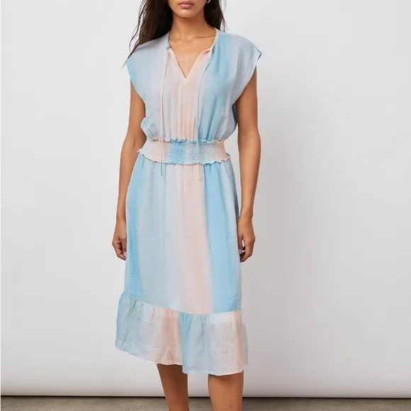 Rails Ashlyn midi dress in Sunset Gradient size small linen blend