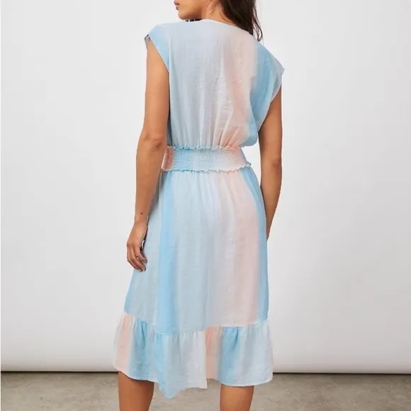 Rails Ashlyn midi dress in Sunset Gradient size small linen blend