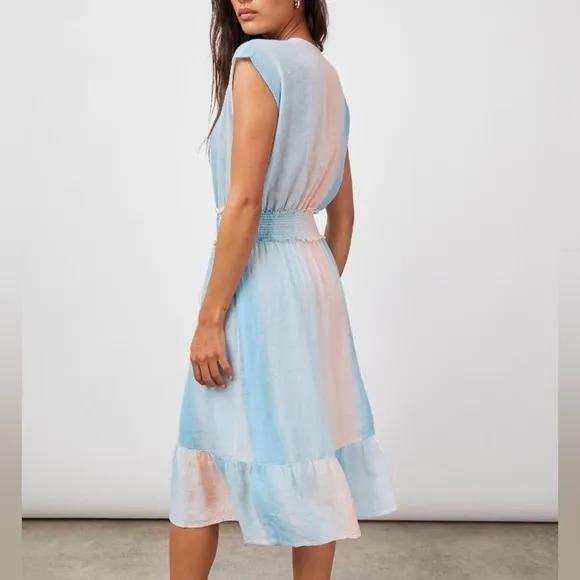 Rails Ashlyn midi dress in Sunset Gradient size small linen blend