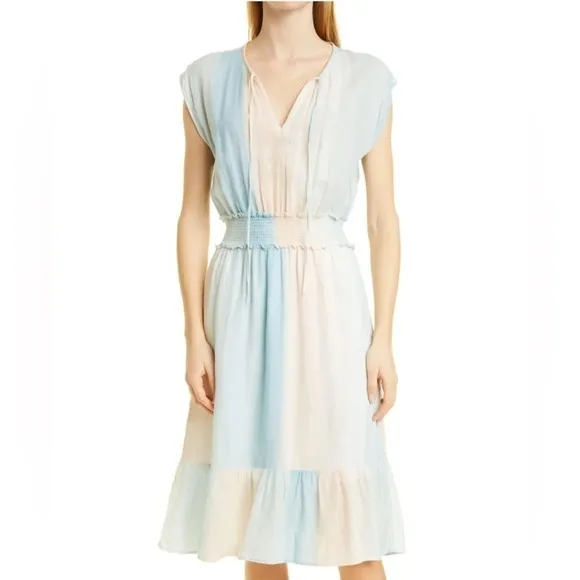 Rails Ashlyn midi dress in Sunset Gradient size small linen blend