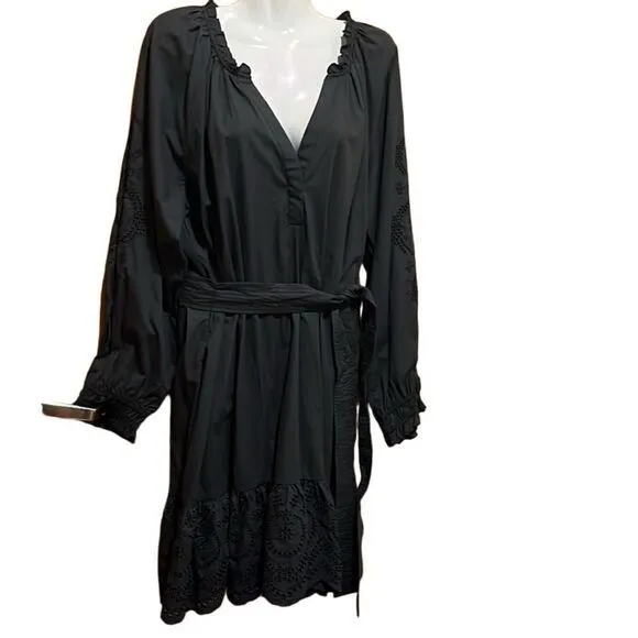 Rails‎ womens dress XL Saylor black eyelet ruffle hem witchy mobwife  $298 NWOT