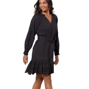 Rails‎ womens dress XL Saylor black eyelet ruffle hem witchy mobwife  $298 NWOT