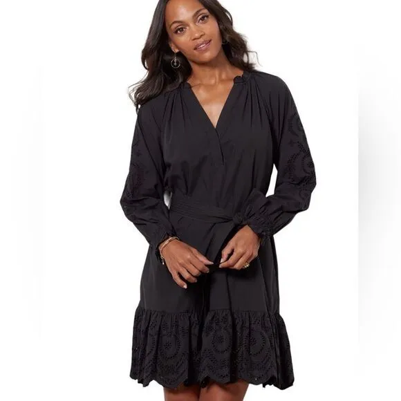 Rails‎ womens dress XL Saylor black eyelet ruffle hem witchy mobwife  $298 NWOT