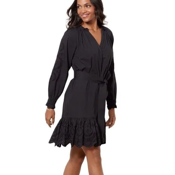Rails‎ womens dress XL Saylor black eyelet ruffle hem witchy mobwife  $298 NWOT