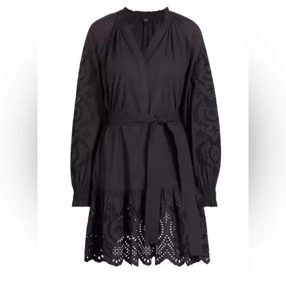 Rails‎ womens dress XL Saylor black eyelet ruffle hem witchy mobwife  $298 NWOT