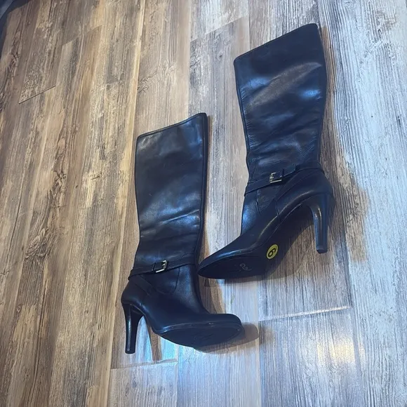 Ralph Lauren tall Bethan knee high heel boots SZ 9