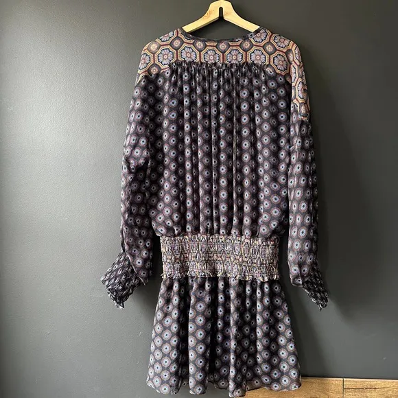 Ramy Brook Printed Davie Silk Mini Dress Large