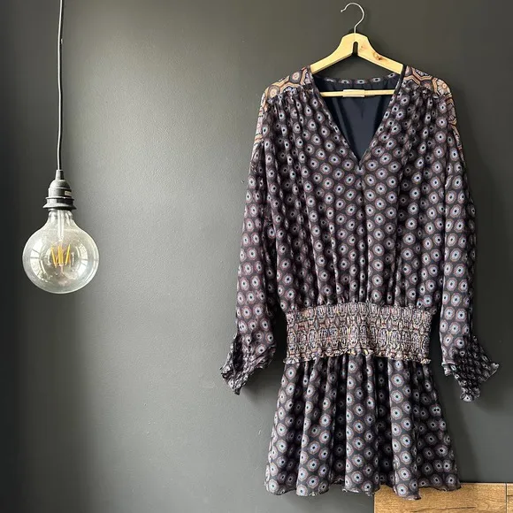 Ramy Brook Printed Davie Silk Mini Dress Large
