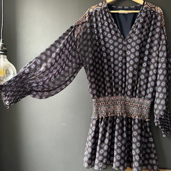 Ramy Brook Printed Davie Silk Mini Dress Large