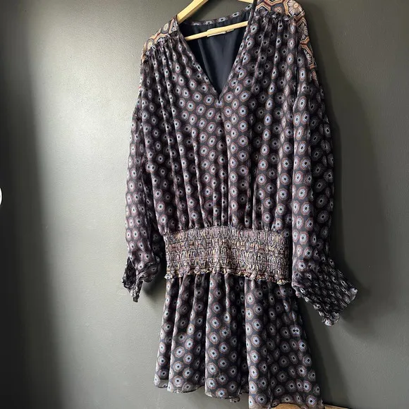 Ramy Brook Printed Davie Silk Mini Dress Large