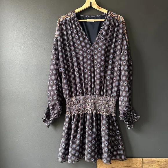 Ramy Brook Printed Davie Silk Mini Dress Large