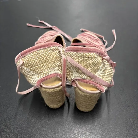 RARE Casteñer Chiti Pink Silk Ballet Espadrilles Shoes Size 40 Made in Spain