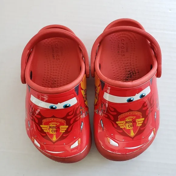 RARE Crocs X Disney Pixar Cars Toddler 9c Fun Lab Lightning McQueen Red Shoes