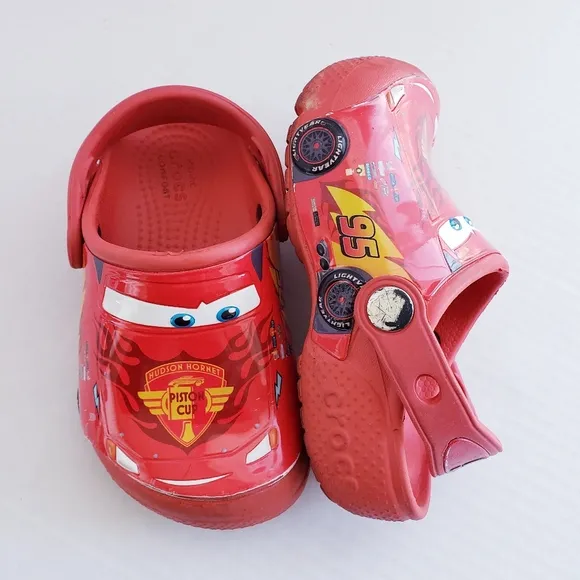 RARE Crocs X Disney Pixar Cars Toddler 9c Fun Lab Lightning McQueen Red Shoes