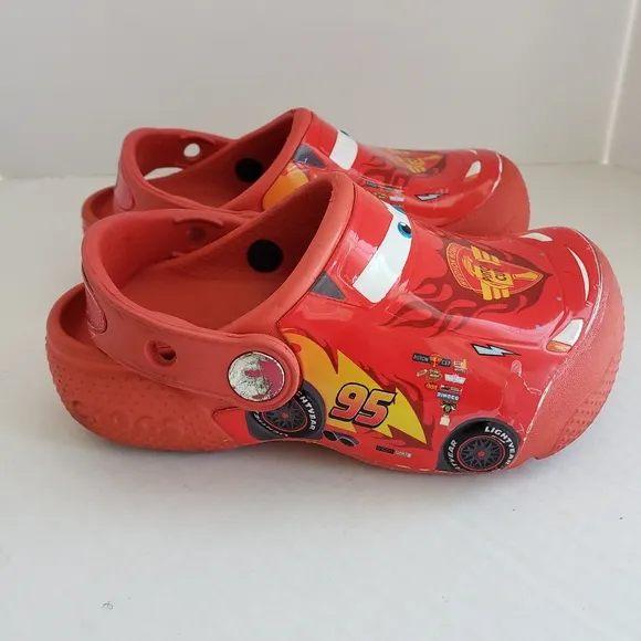 RARE Crocs X Disney Pixar Cars Toddler 9c Fun Lab Lightning McQueen Red Shoes