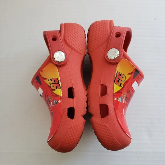 RARE Crocs X Disney Pixar Cars Toddler 9c Fun Lab Lightning McQueen Red Shoes