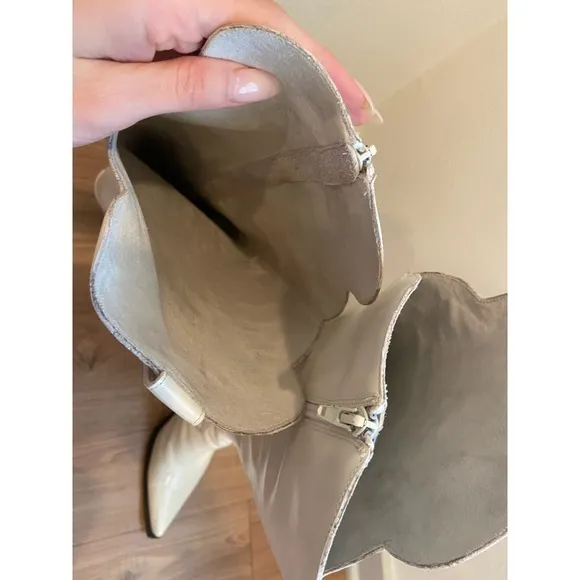 RARE! Jeffrey Campbell Knee High Cream Cowboy Boots