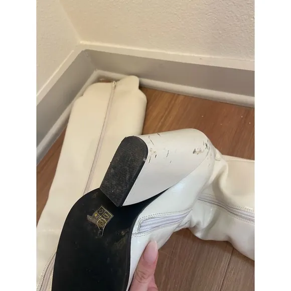 RARE! Jeffrey Campbell Knee High Cream Cowboy Boots