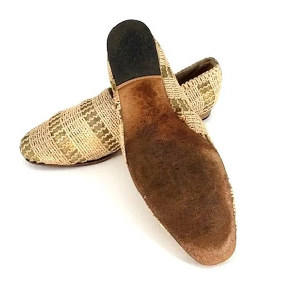 Rare Vintage 1970s Sesto Meucci Hand-Woven Raffia Sandal Flats – Size 7.5