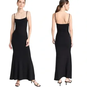 Reformation Cosmo Ribbed Knit Maxi Dress Black Size XL NWT
