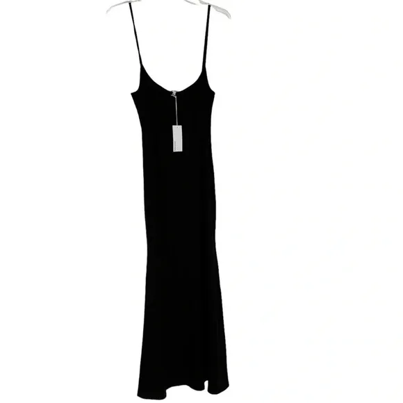 Reformation Cosmo Ribbed Knit Maxi Dress Black Size XL NWT