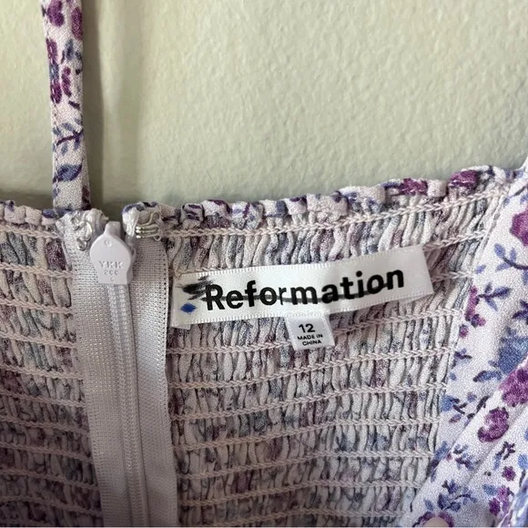 Reformation Lorelei Dress in Purple Floral Size 12 NWOT