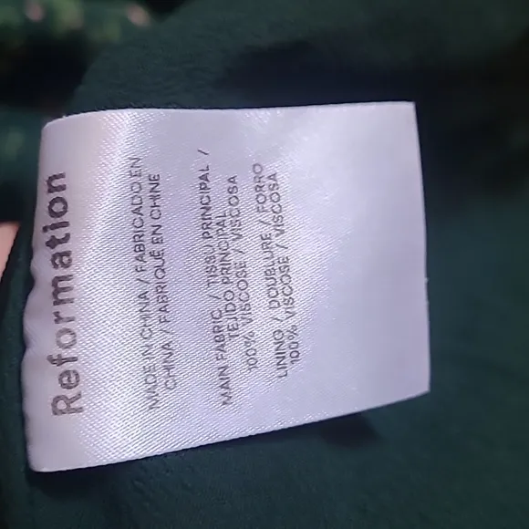 Reformation Sable Green Floral Puckered Dress, Sz M