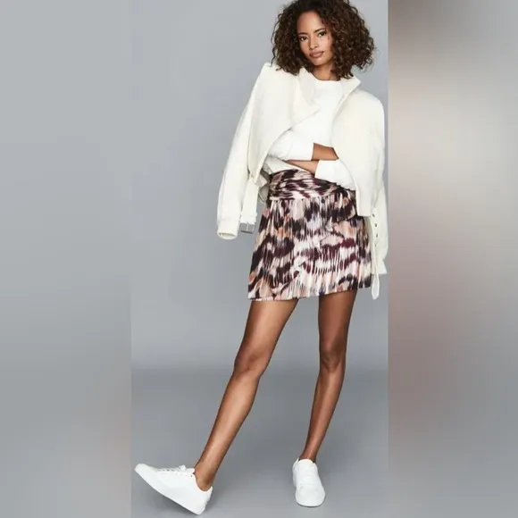 REISS Josephine ikat flippy berry mini skirt Chiffon Party Summer NWT Size 8