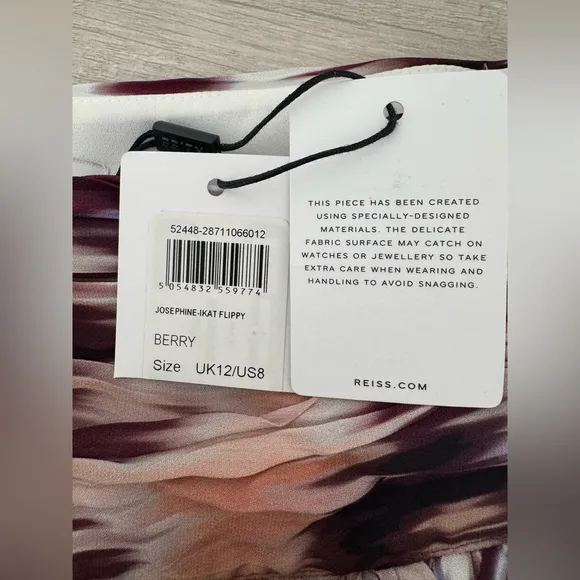 REISS Josephine ikat flippy berry mini skirt Chiffon Party Summer NWT Size 8